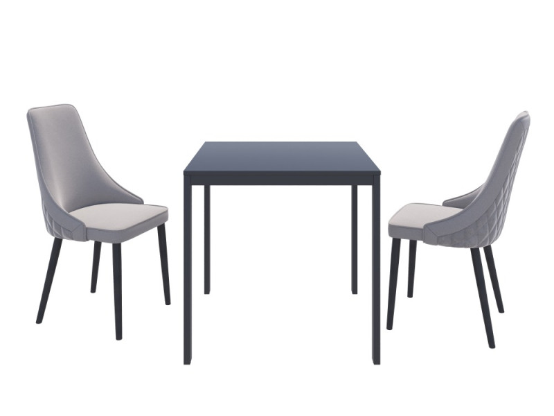 Стол обеденный Hommage Scuare + 2 стула Ivory, цвет: графит / черный